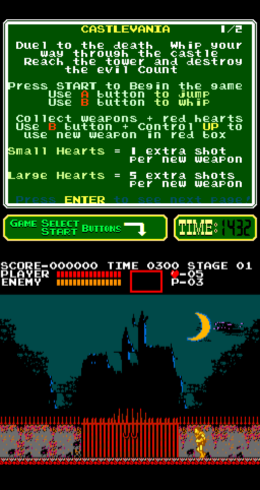 Castlevania Arcade Screenshot: Game start.