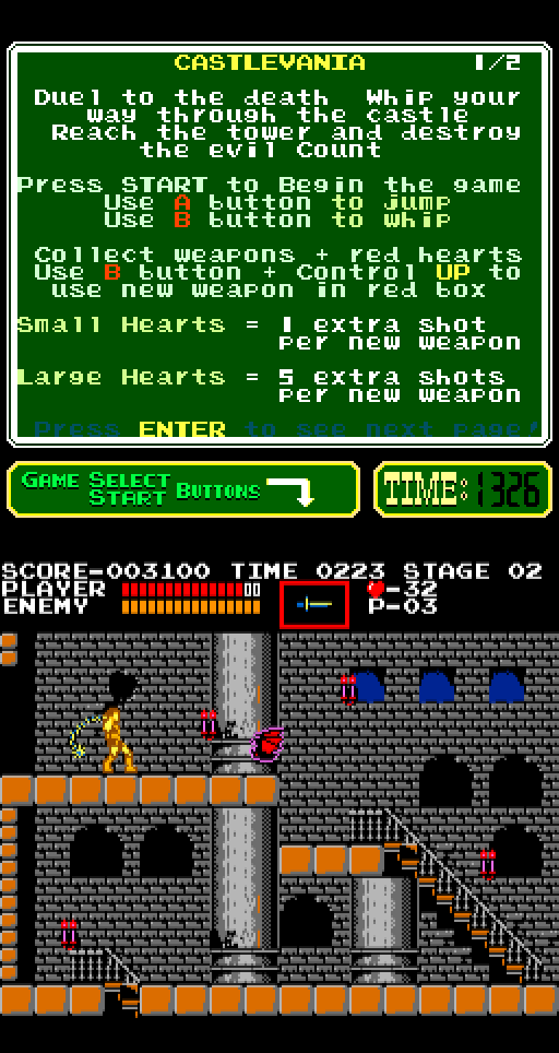 Castlevania Arcade Screenshot: Watch out for bats!