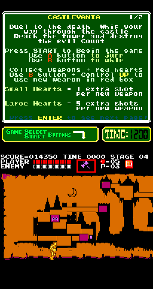 Castlevania Arcade Screenshot: Map of the castle.