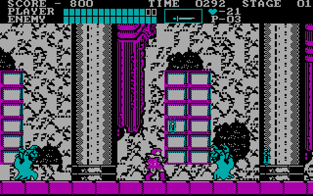 Castlevania IBM PC/Compatibles Screenshot: Surrounded by ghosts.