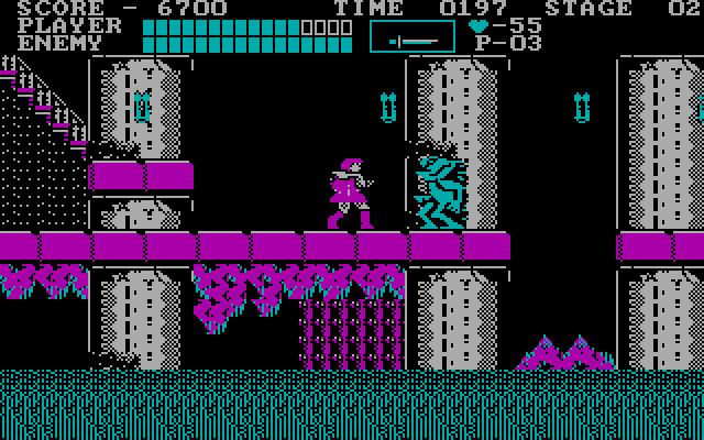 Castlevania IBM PC/Compatibles Screenshot: Enemies jump out of the water in this section.