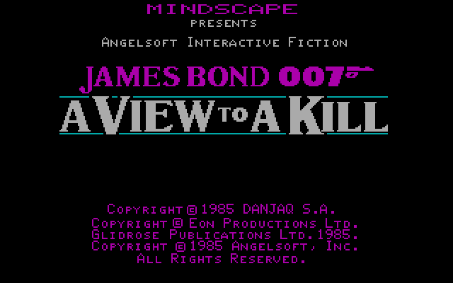James Bond 007: A View to a Kill IBM PC/Compatibles Screenshot: Title screen.
