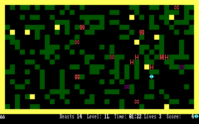 Beast IBM PC/Compatibles Screenshot: The beasts close in! Can you crush them with blocks before they get you?