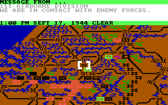 Crusade in Europe IBM PC/Compatibles Screenshot: We are in contact with enemy forces.