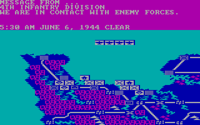 Crusade in Europe IBM PC/Compatibles Screenshot: We are in contact with the enemy.