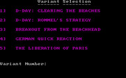 Crusade in Europe for IBM PC/Compatibles - Choosing a game variation.