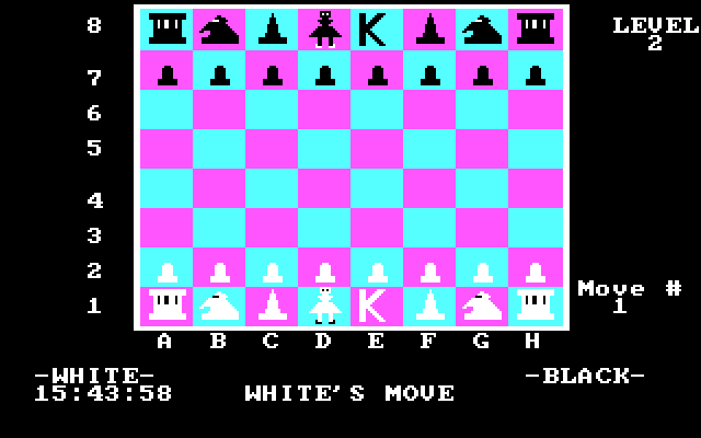 Chess Partner IBM PC/Compatibles Screenshot: Starting a new game.