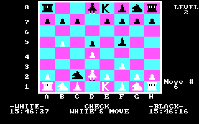 Chess Partner IBM PC/Compatibles Screenshot: Check! Well that didn't take long...