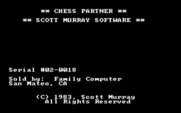 Chess Partner for IBM PC/Compatibles - Title screen.