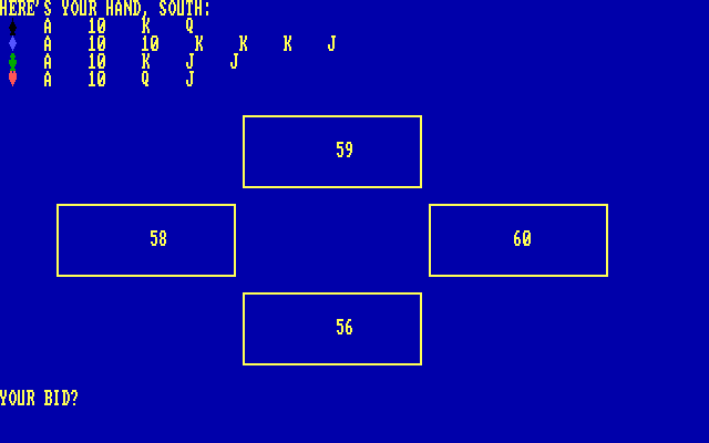 Double-Deck Pinochle IBM PC/Compatibles Screenshot: Game start.