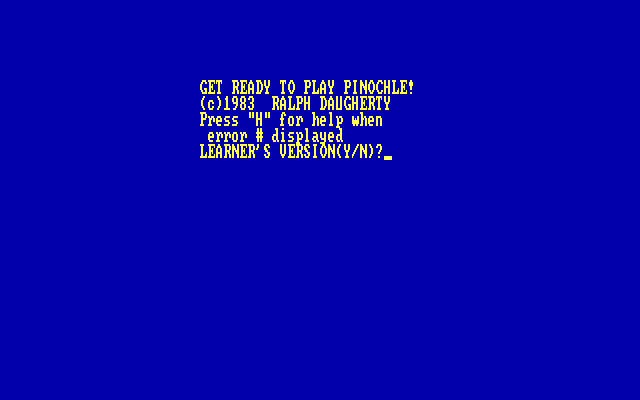Double-Deck Pinochle IBM PC/Compatibles Screenshot: Title screen.