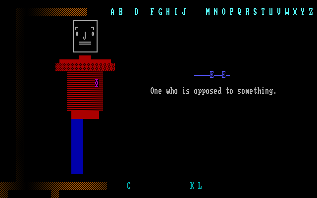 Hangman for the Superintelligent IBM PC/Compatibles Screenshot: What word should this be?