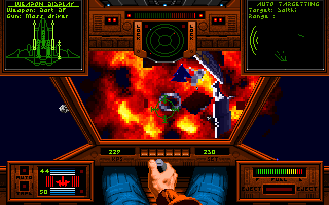 Wing Commander IBM PC/Compatibles Screenshot: One Kilrathi down, more to go!