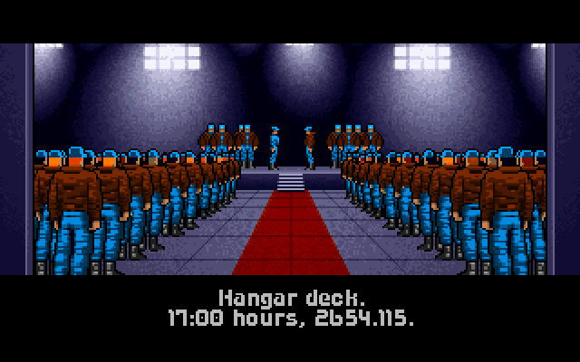 Wing Commander IBM PC/Compatibles Screenshot: Start of the promotion ceremony.