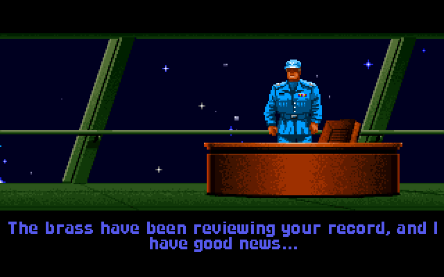 Wing Commander IBM PC/Compatibles Screenshot: Good news, I'm being promoted!