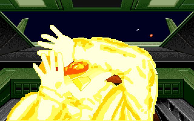 Wing Commander IBM PC/Compatibles Screenshot: Oh no, I'm hit! Looks like game over...