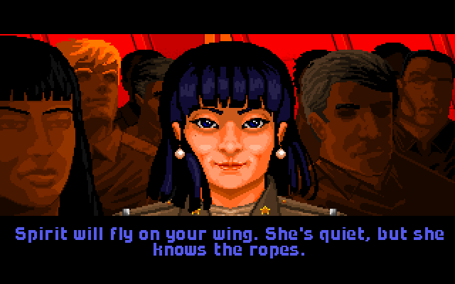 Wing Commander IBM PC/Compatibles Screenshot: Spirit is your first wingman in the game.