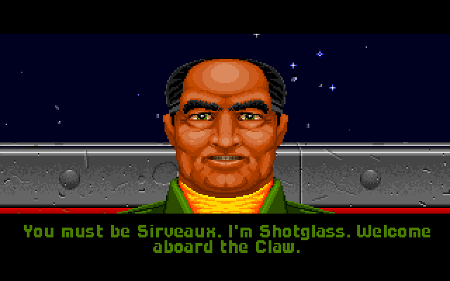 Wing Commander IBM PC/Compatibles Screenshot: Talking with Shotglass...welcome aboard!