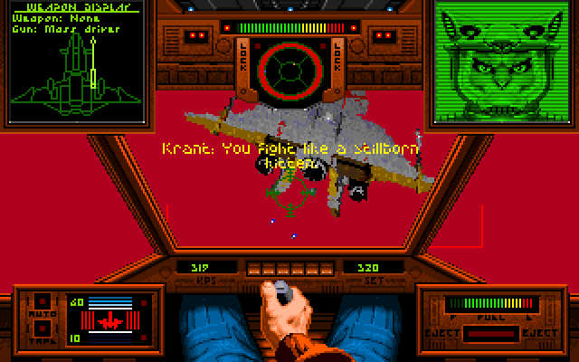 Wing Commander IBM PC/Compatibles Screenshot: The Kilrathi like to taunt you.