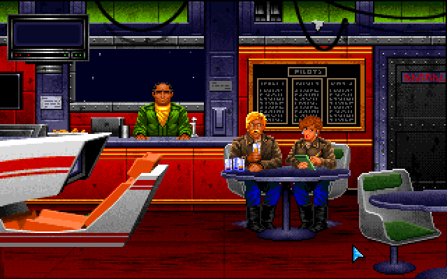 Wing Commander IBM PC/Compatibles Screenshot: The bar aboard the Tiger's Claw.