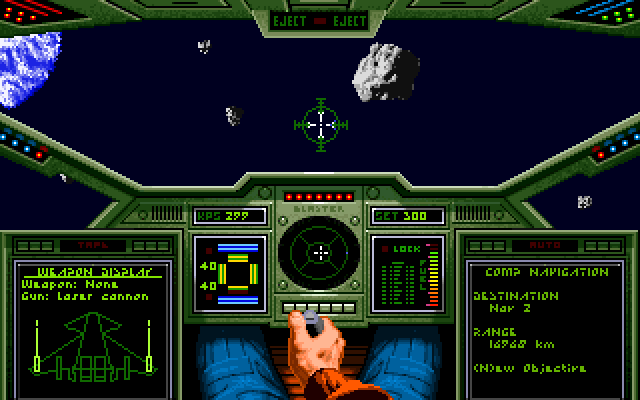Wing Commander IBM PC/Compatibles Screenshot: Don't crash into asteroids!