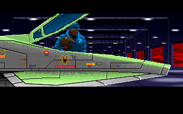 Wing Commander IBM PC/Compatibles Screenshot: Your plane is prepared for takeoff.