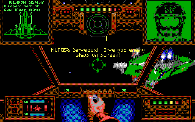 Wing Commander IBM PC/Compatibles Screenshot: My wingman spotted the enemy.