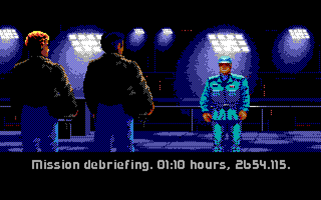 Wing Commander IBM PC/Compatibles Screenshot: Mission debriefing.