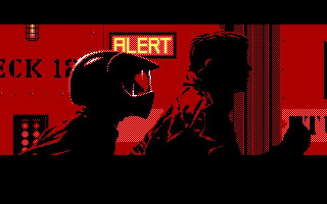 Wing Commander IBM PC/Compatibles Screenshot: Red alert! Running to my ship...