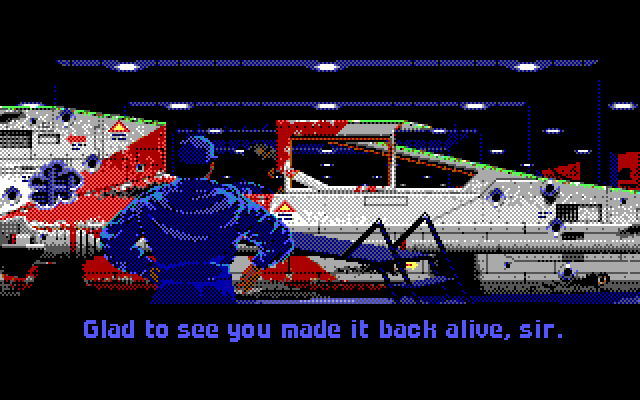 Wing Commander IBM PC/Compatibles Screenshot: Made it back alive...barely.
