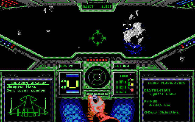 Wing Commander IBM PC/Compatibles Screenshot: Watch out, don't crash into asteroids!
