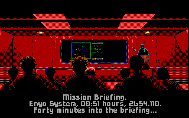 Wing Commander IBM PC/Compatibles Screenshot: Mission briefing begins.