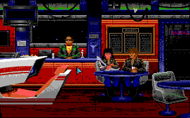 Wing Commander IBM PC/Compatibles Screenshot: The bar aboard the Tiger's Claw.