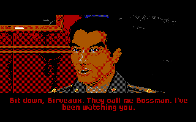 Wing Commander IBM PC/Compatibles Screenshot: Talking to Bossman.