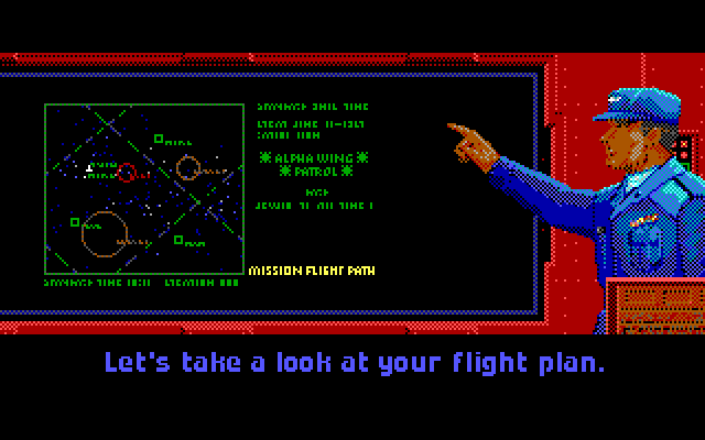 Wing Commander IBM PC/Compatibles Screenshot: Let's take a look at the flight plan.