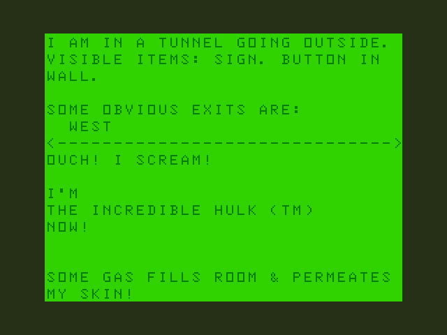 Questprobe featuring The Hulk Dragon 32/64 Screenshot: I'm the Hulk again! Am I in trouble though?
