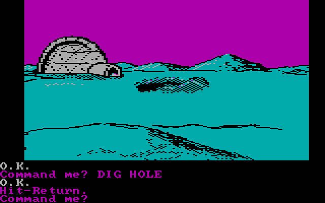 Questprobe featuring The Hulk IBM PC/Compatibles Screenshot: Time to check out the dug hole