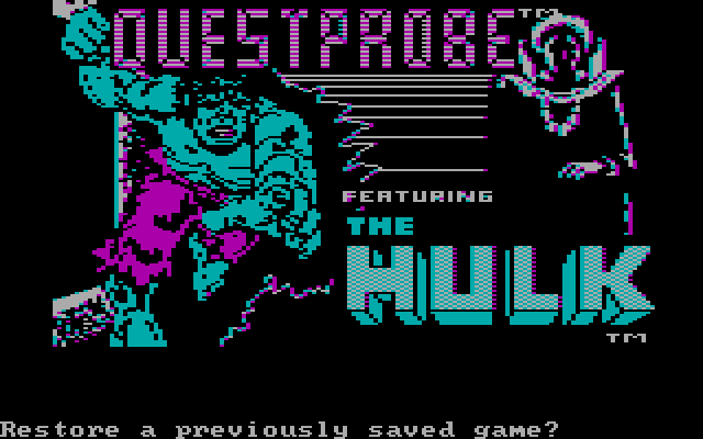 Questprobe featuring The Hulk IBM PC/Compatibles Screenshot: Main title screen