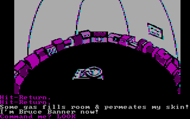 Questprobe featuring The Hulk IBM PC/Compatibles Screenshot: Look to see what can be discovered here