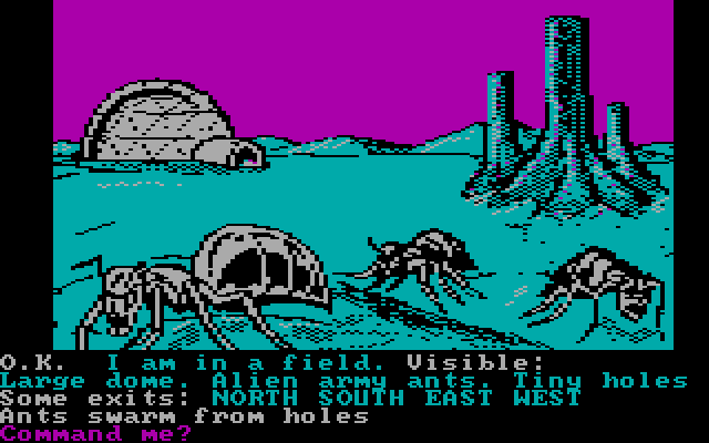 Questprobe featuring The Hulk IBM PC/Compatibles Screenshot: Watch out for these alien ants!
