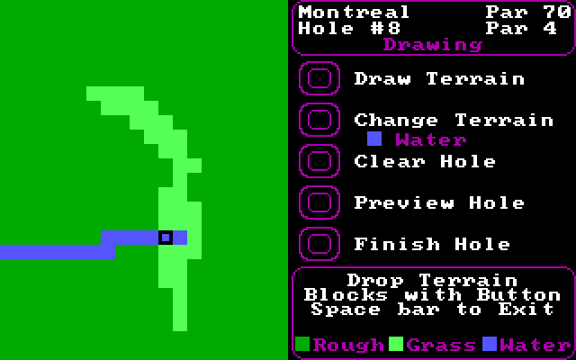 World Tour Golf IBM PC/Compatibles Screenshot: Course editor - drawing some terrain.