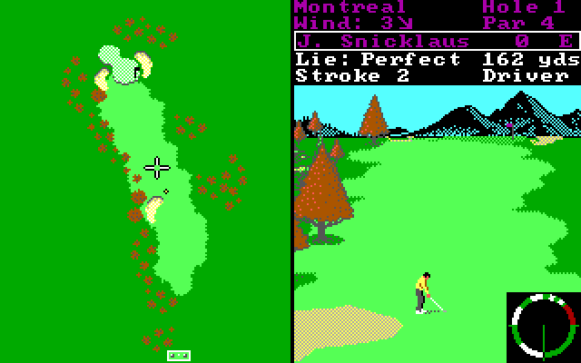 World Tour Golf IBM PC/Compatibles Screenshot: Hitting from the fairway.