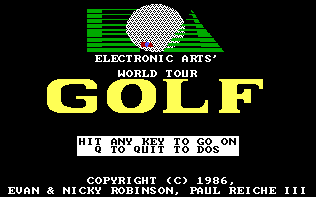World Tour Golf IBM PC/Compatibles Screenshot: Title screen.