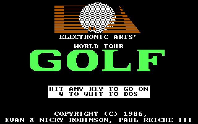 World Tour Golf IBM PC/Compatibles Screenshot: Title screen.