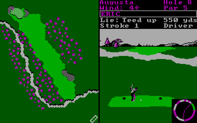 World Tour Golf IBM PC/Compatibles Screenshot: Be mindful of the river...