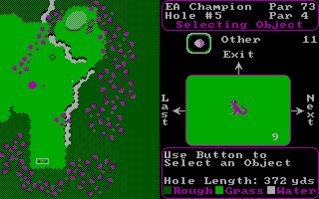 World Tour Golf IBM PC/Compatibles Screenshot: Placing objects on a hole.