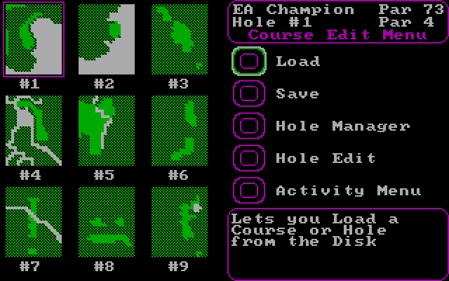 World Tour Golf IBM PC/Compatibles Screenshot: The course editor.
