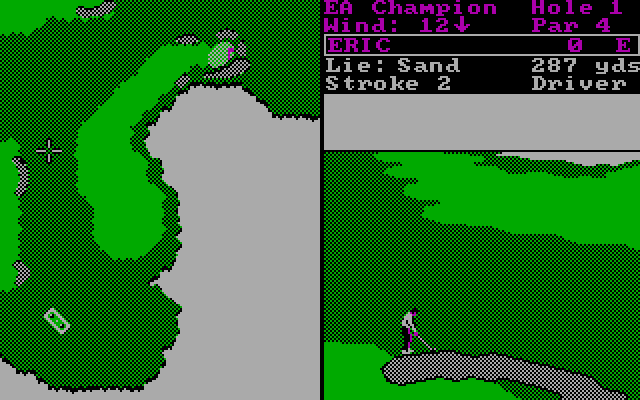 World Tour Golf IBM PC/Compatibles Screenshot: Hitting from the sand.