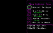 World Tour Golf for IBM PC/Compatibles - One of the menus for setting up a new game.