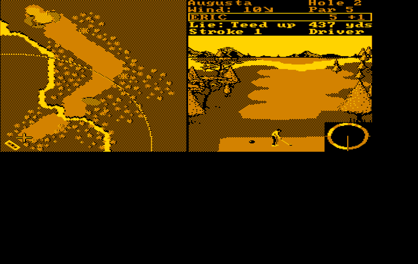 World Tour Golf IBM PC/Compatibles Screenshot: Be sure not to land in the water!